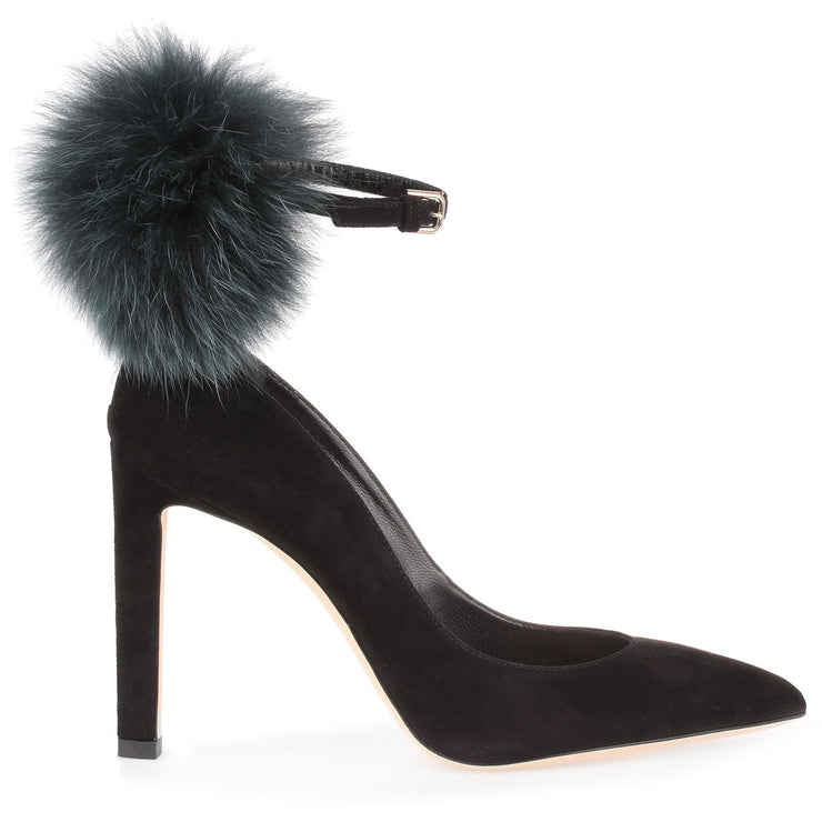 Jimmy Choo South 100 black suede pom-pom pump | Savannahs