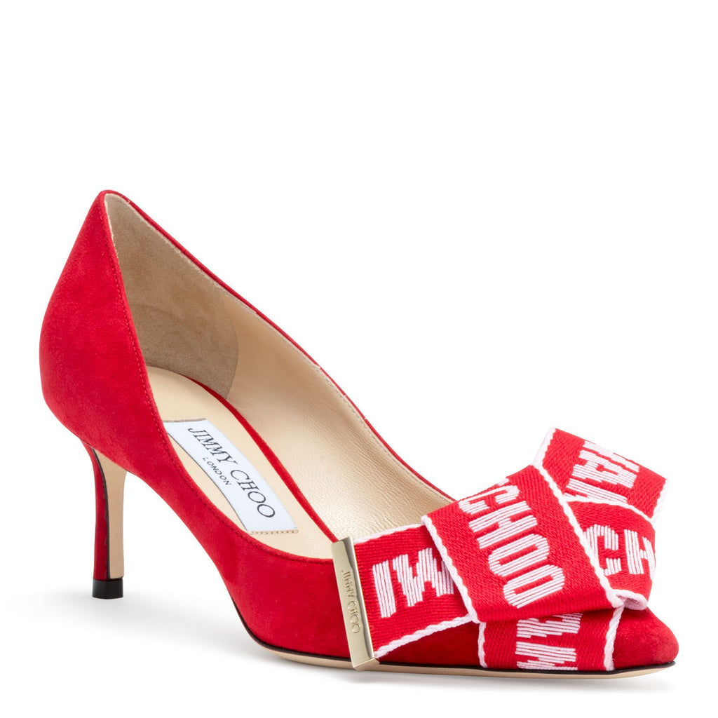 Tegan 60 Red suede Logo Tape Pumps 