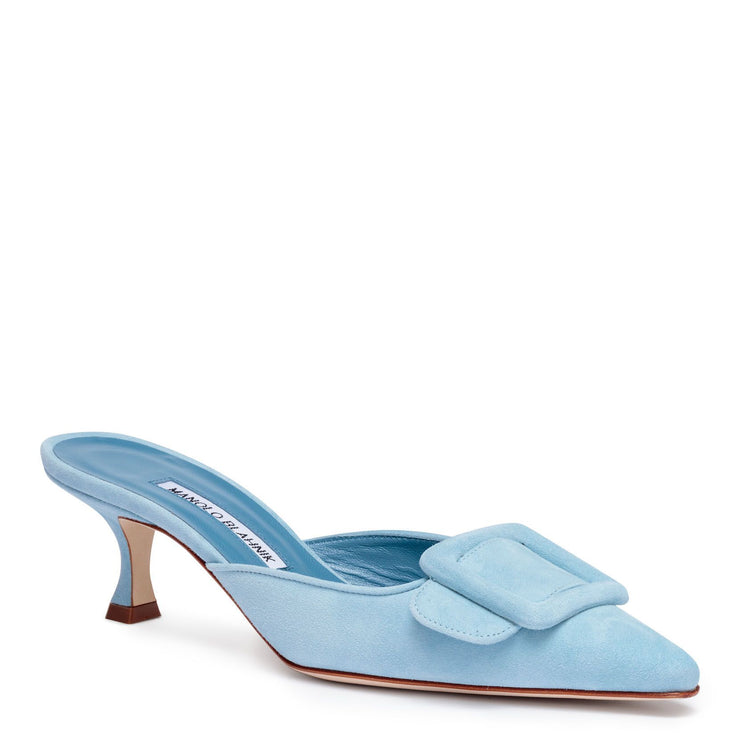 Manolo Blahnik | Maysale 50 light blue suede mules | Savannahs