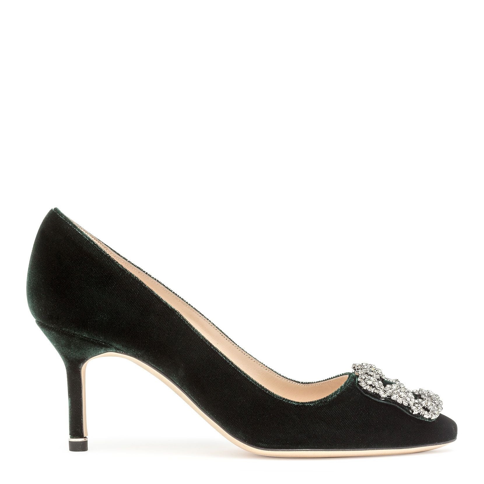 Manolo Blahnik | Hangisi 70 green velvet pumps | Savannahs