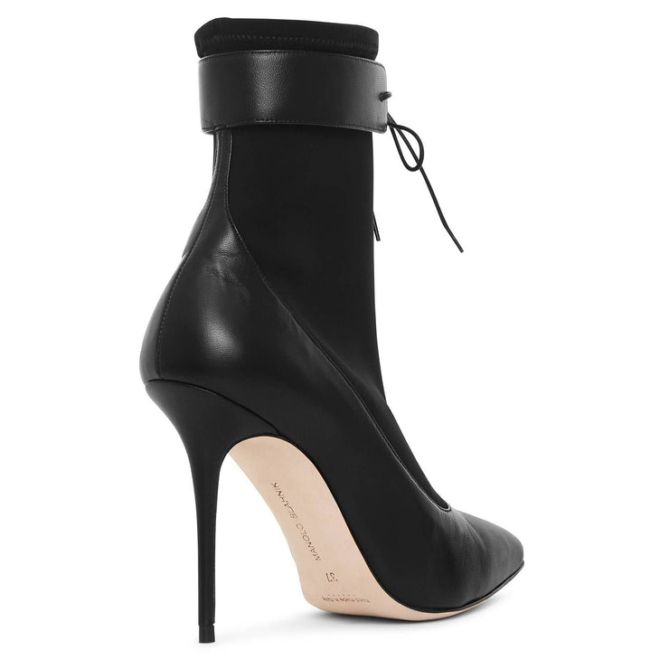 black nappa leather stretch ankle boots