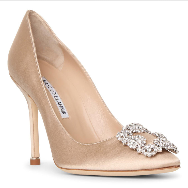 Manolo Blahnik | Hangisi 105 champagne satin pumps | Savannahs