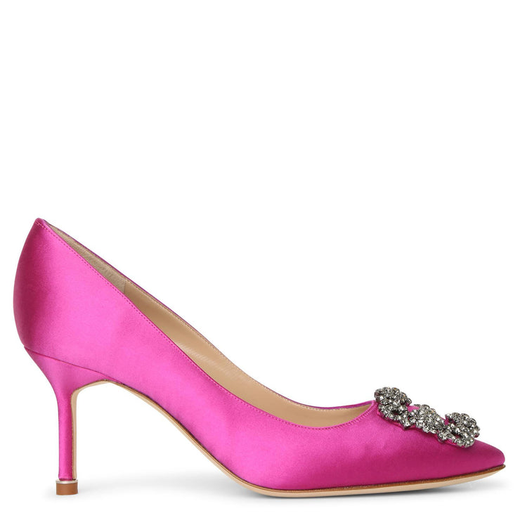 pink satin pumps