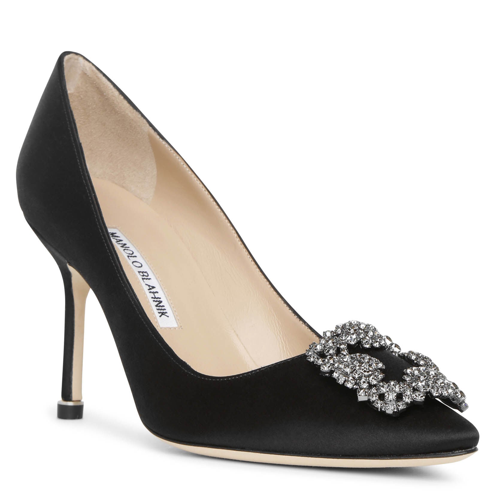 Manolo Blahnik | Hangisi 90 black satin pumps | Savannahs