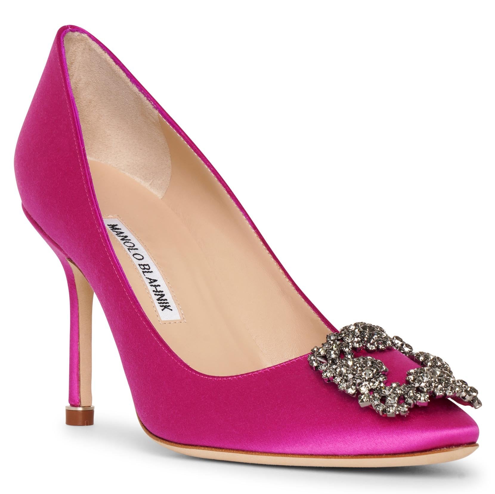 Manolo Blahnik | Hangisi 90 pink satin pumps | Savannahs