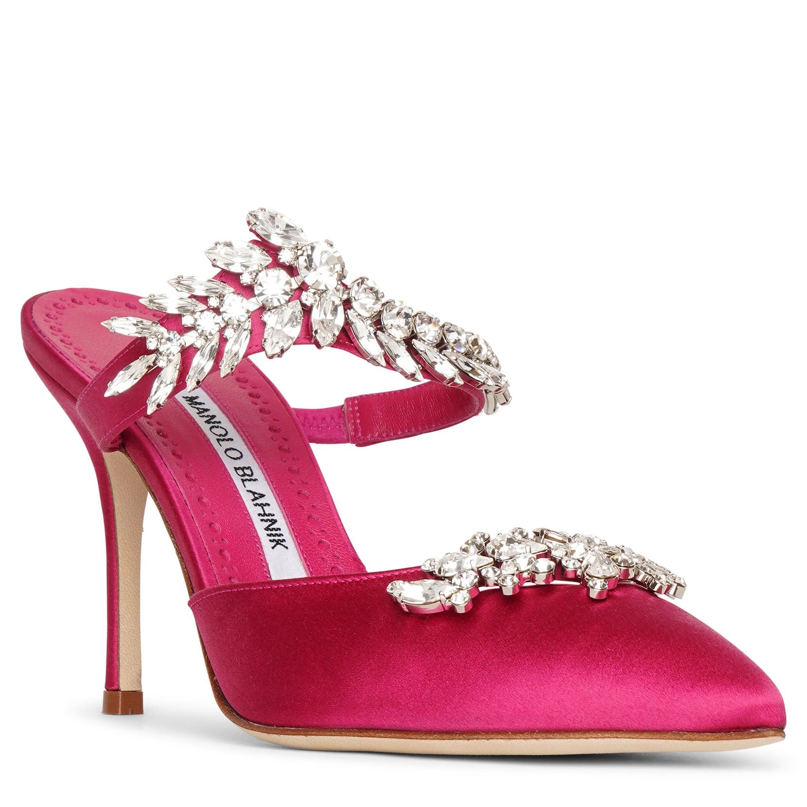 Manolo Blahnik | Lurum 90 pink satin pumps | Savannahs