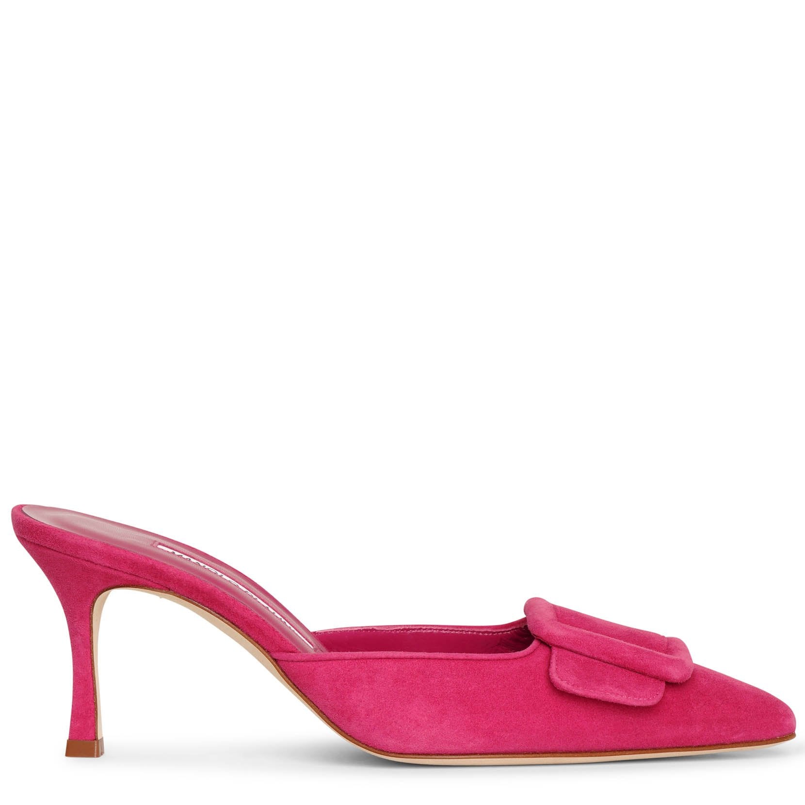 Manolo Blahnik | Maysale 70 pink suede mule pumps | Savannahs