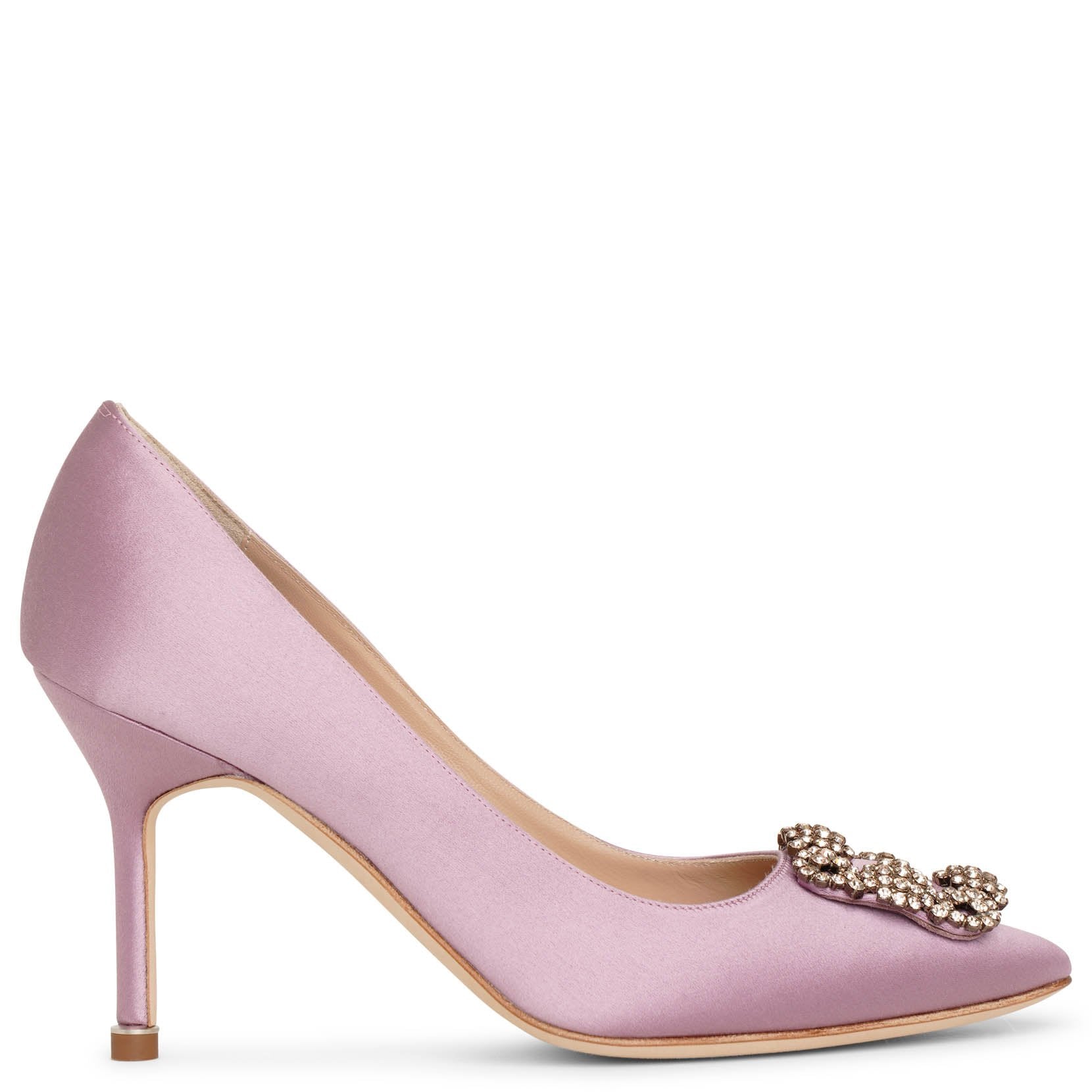 Manolo Blahnik Hangisi 90 Lilac Satin Pumps | ModeSens