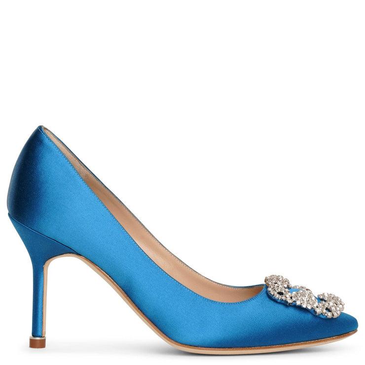 Manolo Blahnik | Hangisi 90 blue satin pumps | Savannahs