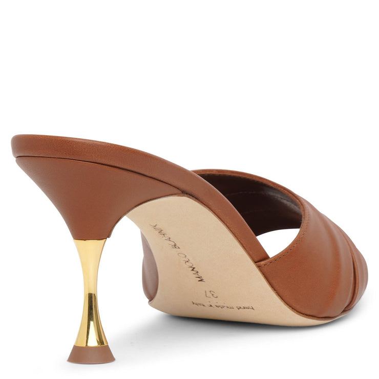 Manolo Blahnik Picoux 70 Brown Leather Mules Savannahs