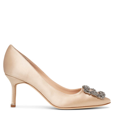 Manolo Blahnik | Hangisi 70 light grey satin pumps | Savannahs