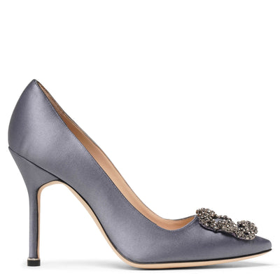 Manolo Blahnik | Hangisi 70 grey satin pumps | Savannahs