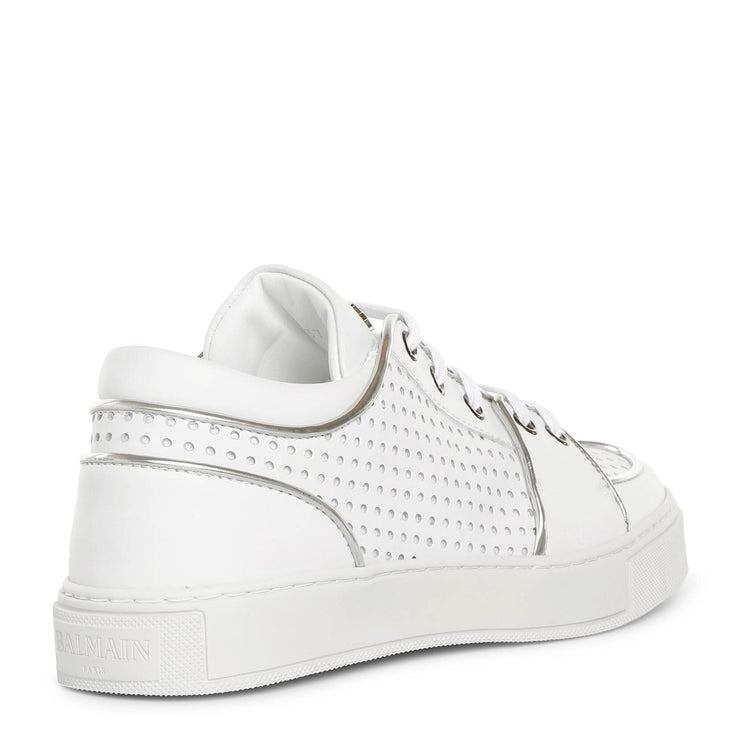 white perforated leather sneakers