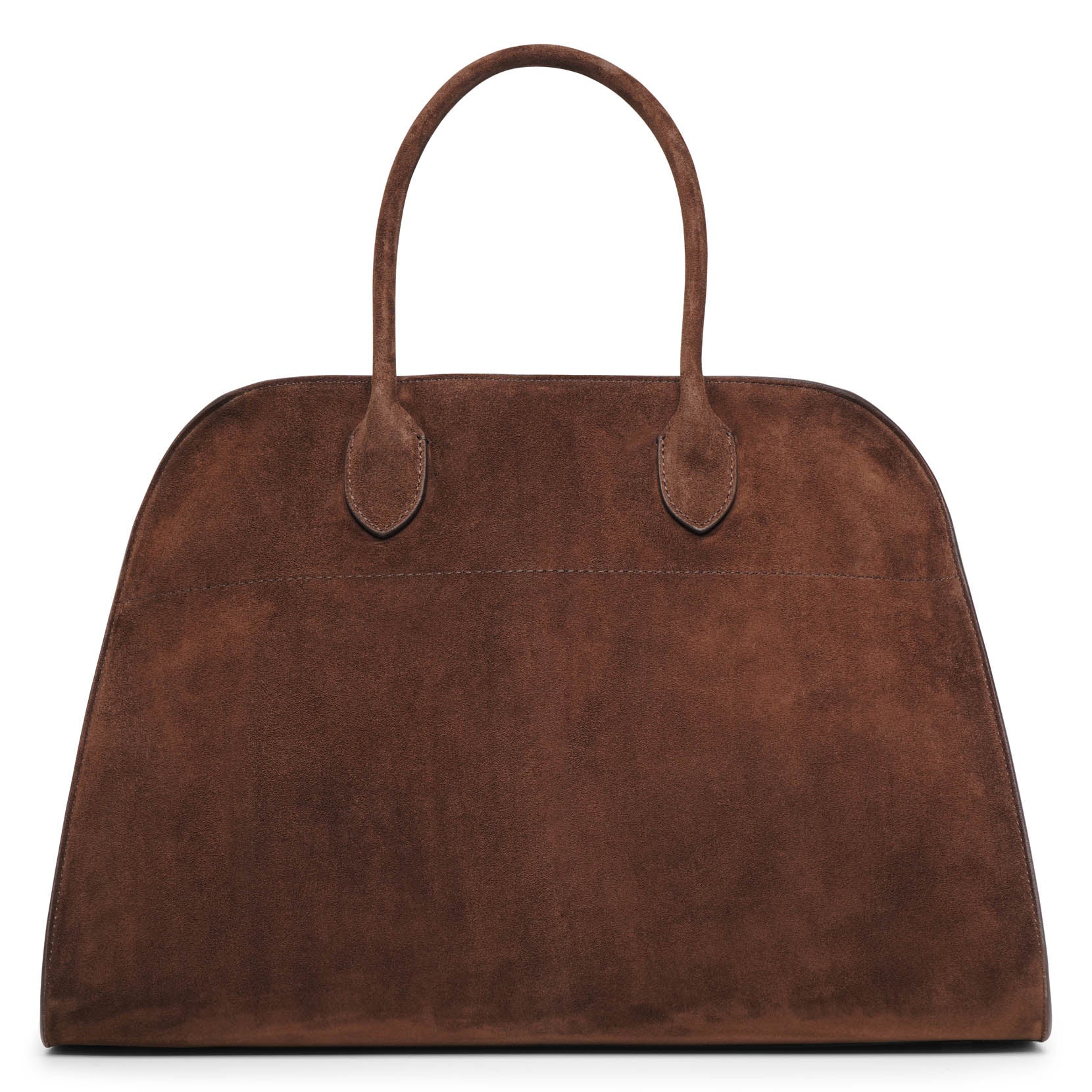 THE ROW SOFT MARGAUX 15 BROWN SUEDE BAG