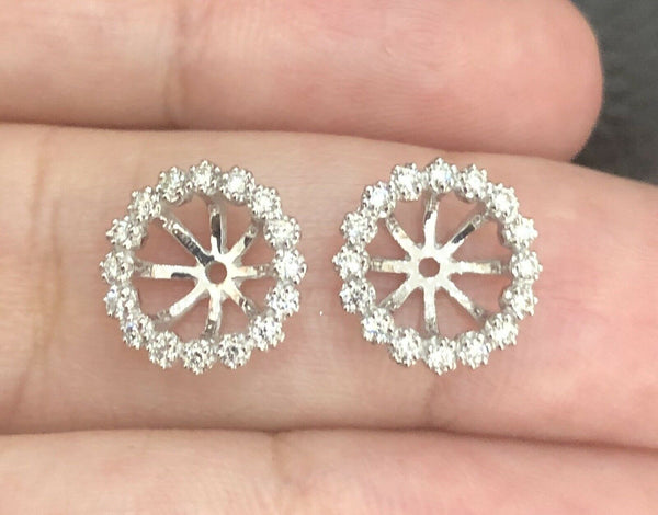 18ct White Gold Diamond Earrings 0.70ct Round 2 in 1 Jacket Halo Studs Near 1ct 5