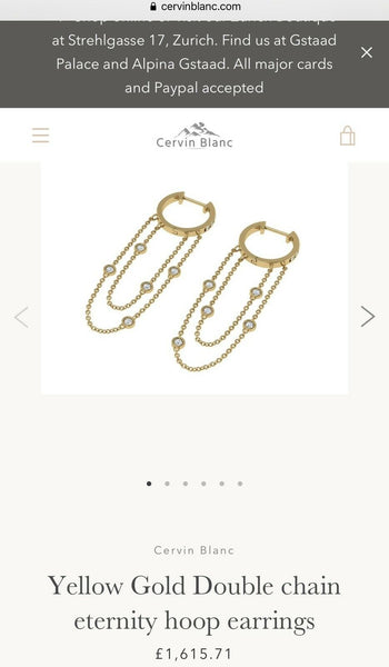 Cervin Blanc 18ct Yellow Gold Diamond Earrings 0.40 Double Chain Eternity Hoops 1