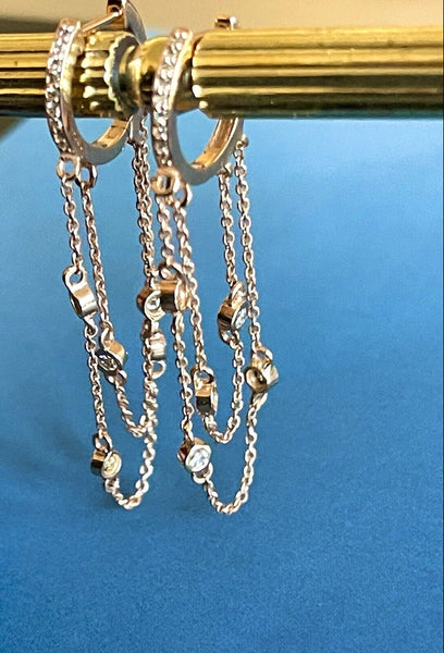 Cervin Blanc 18ct Rose Gold Diamond Earrings 0.40 Double Chain Eternity Hoops 3