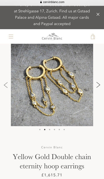 Cervin Blanc 18ct Yellow Gold Diamond Earrings 0.40 Double Chain Eternity Hoops 5