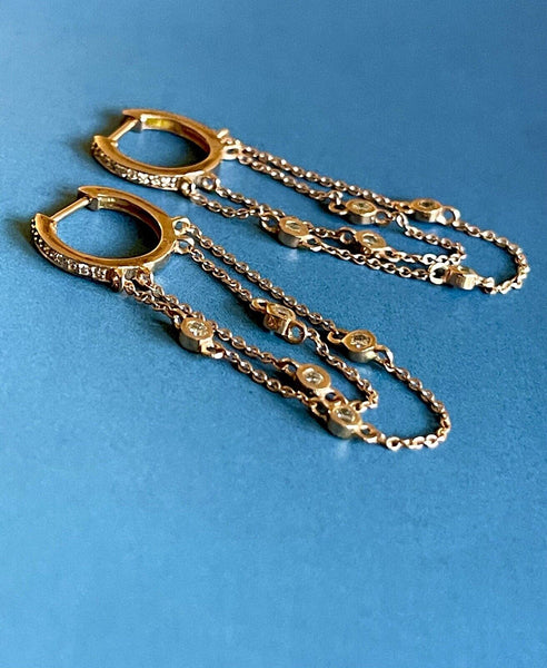 Cervin Blanc 18ct Rose Gold Diamond Earrings 0.40 Double Chain Eternity Hoops 2
