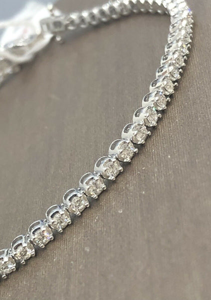 Solid 18ct White Gold Diamond Tennis Bracelet 1.5ct 9gram 7.5” 0