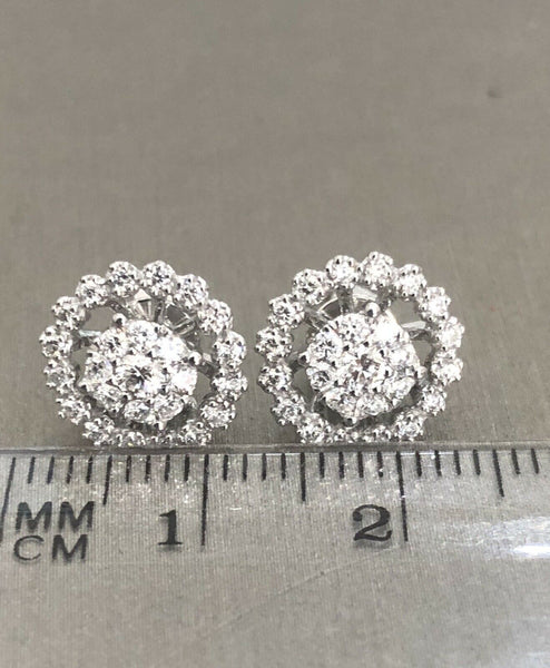 18ct White Gold Diamond Earrings 0.70ct Round 2 in 1 Jacket Halo Studs Near 1ct 4