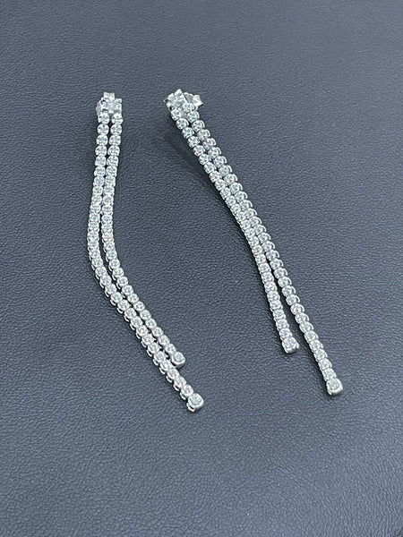 18ct Solid White Gold Diamond Earrings 0.50ct Long Tennis Drop Cocktail Studs 3