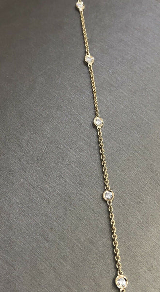 18ct Yellow Gold Diamond Bracelet 0.20ct Solitaire VS Chain Station By Yard 4