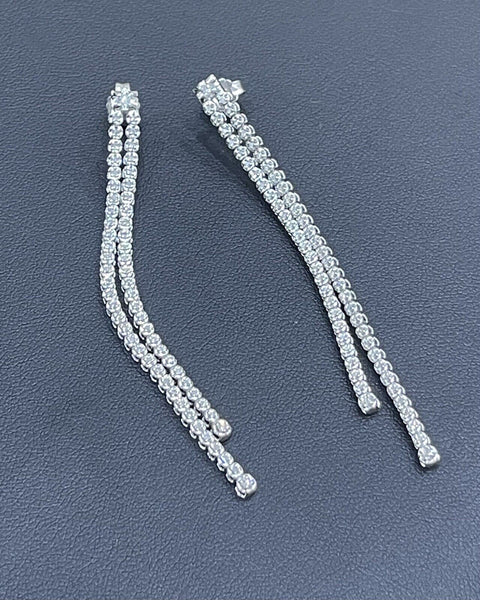 18ct Solid White Gold Diamond Earrings 0.50ct Long Tennis Drop Cocktail Studs 0