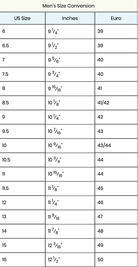 european shoe size conversion mens