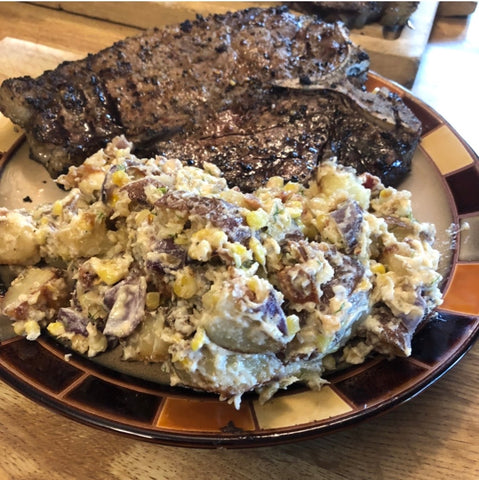 steak and potato salad