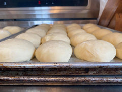 white buns on pan
