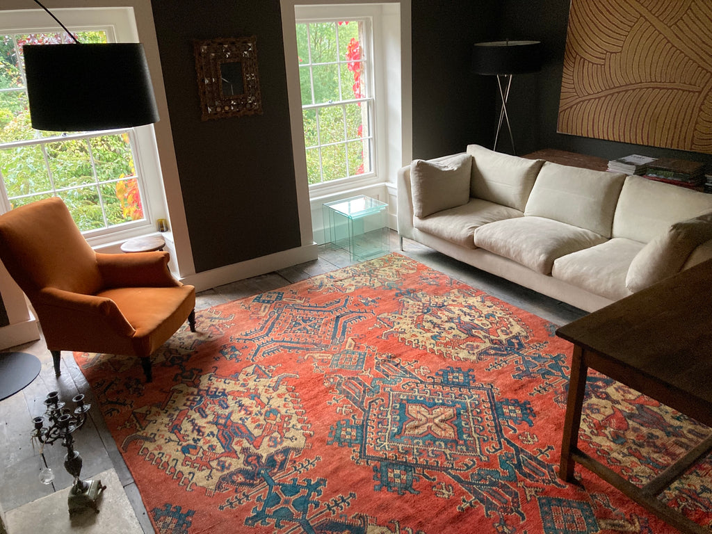 Rural setting for a large fragment made up from an oversize carpet that had become damaged (Gloucestershire)