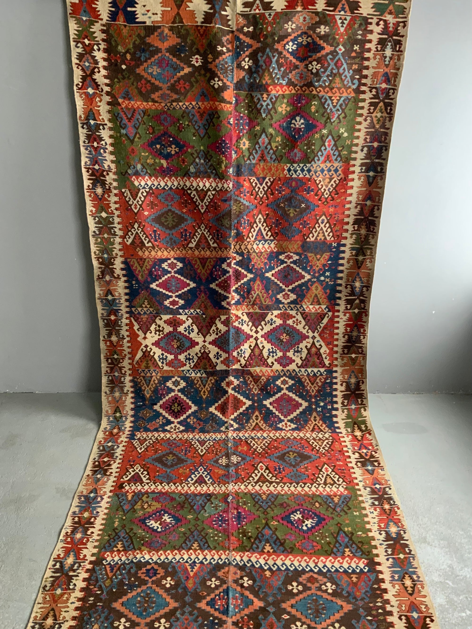 Turkish Anatolian Hotamish Konya antique kilim fragment (250 x 110cm) -  Clive Rogers