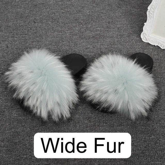 white fluffy flip flops