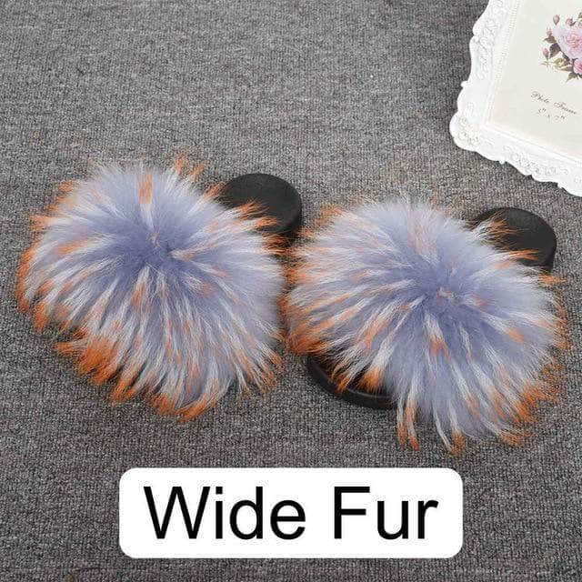 wide fur slides