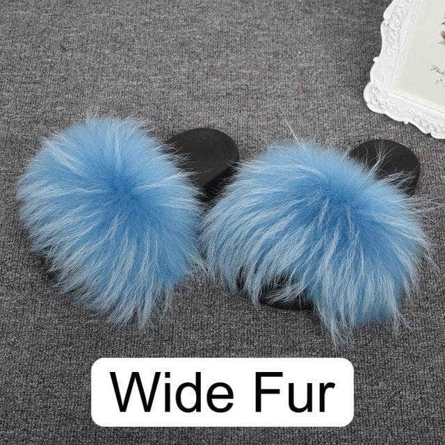 wide fur slides