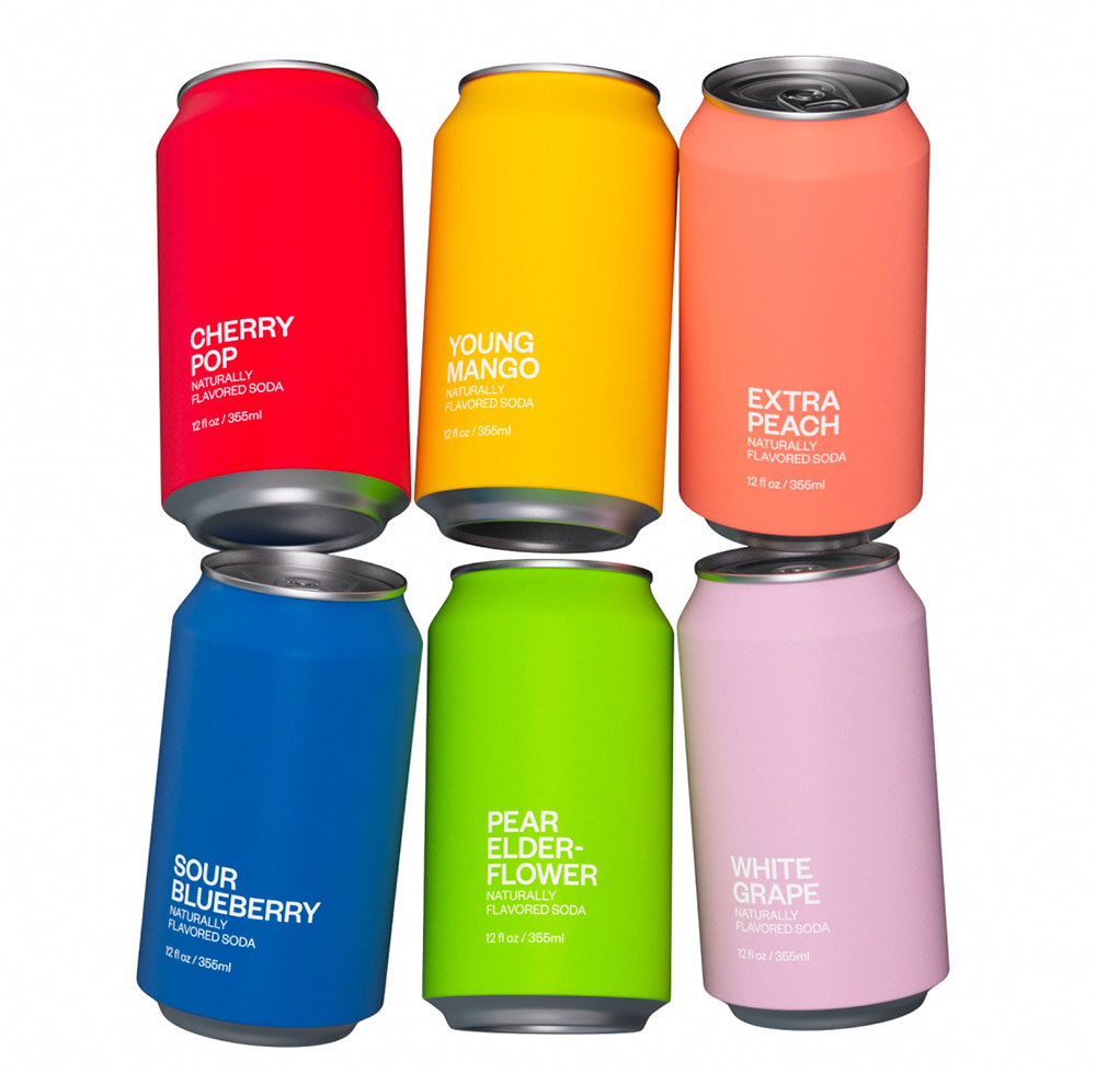 Image of cans floating in 6 different colors