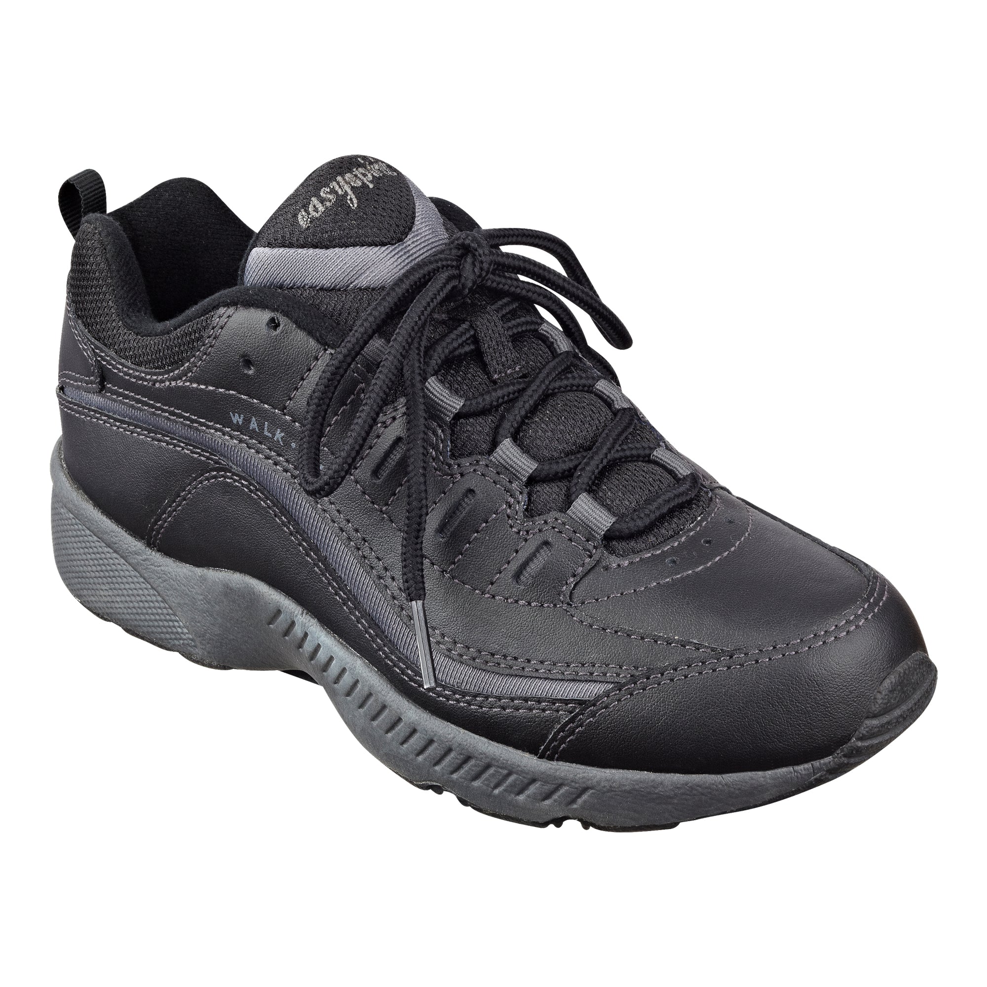 black leather walking shoes