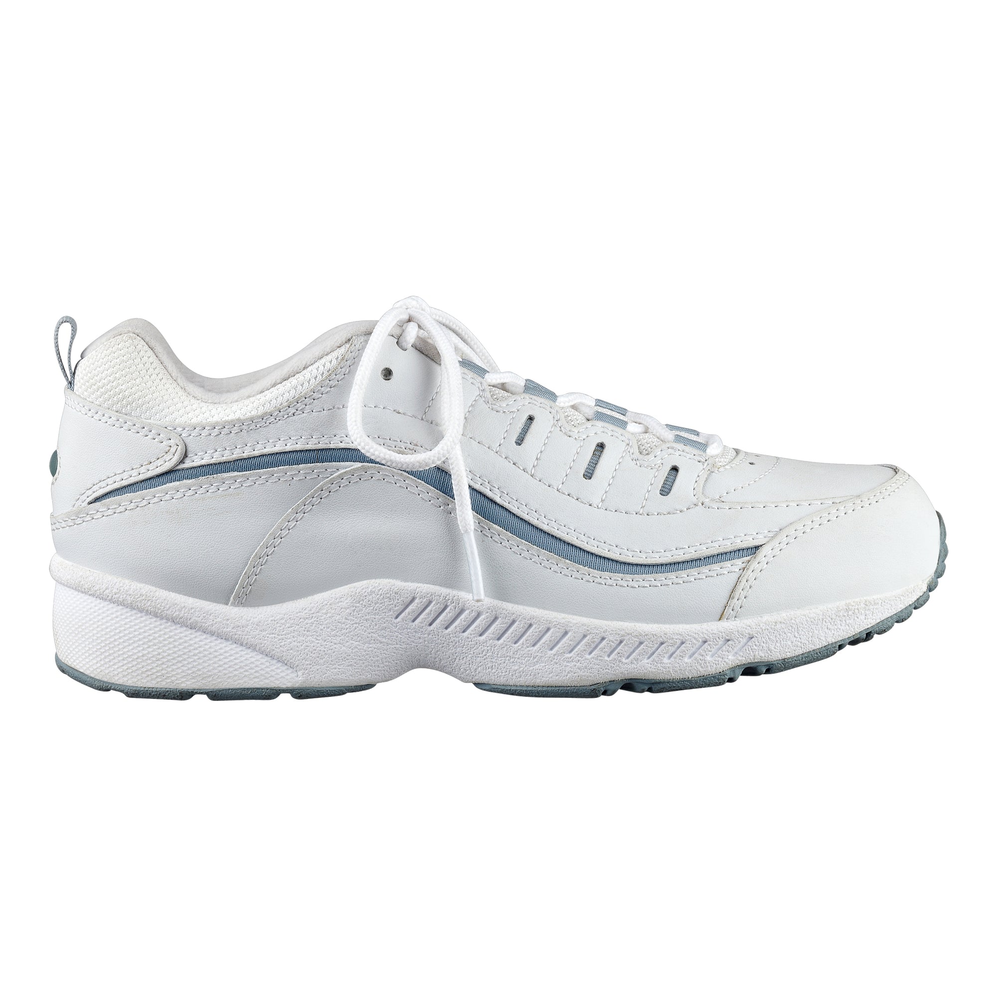 white leather walking shoes