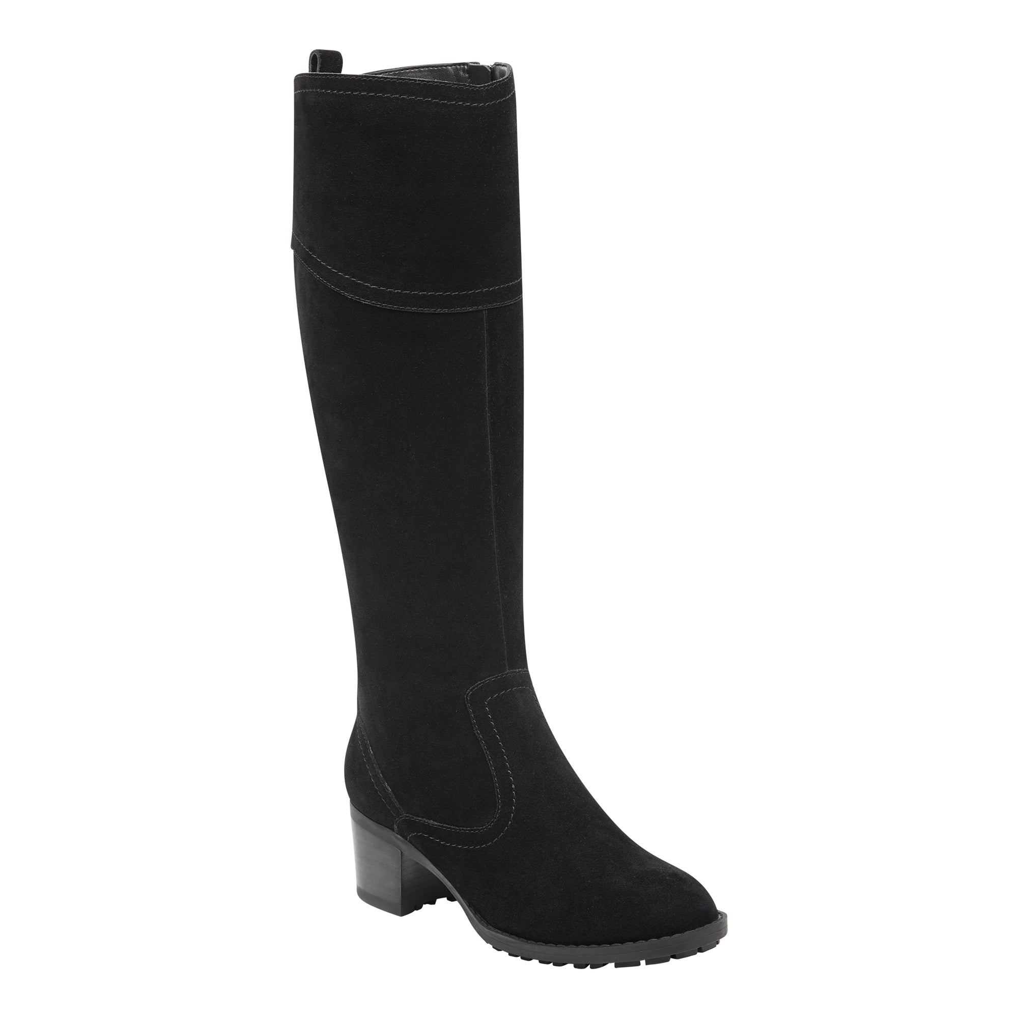 wide calf heeled boot