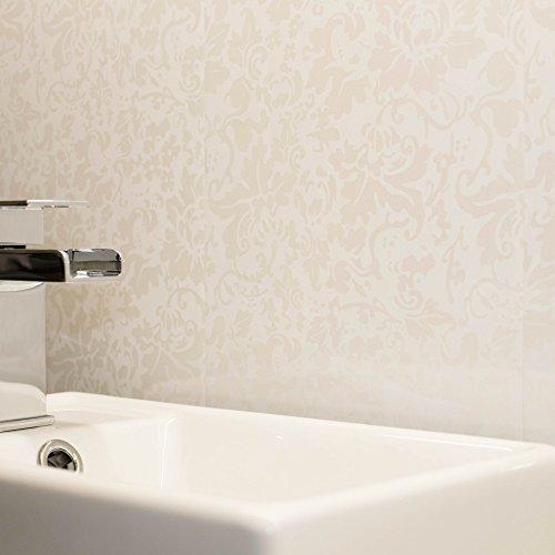 Bathroom Shower Cladding Wall Panels Ceiling Panels White And Beige Laura Ashley Effect 100 Waterproof By Claddtech 11 Panel Pack