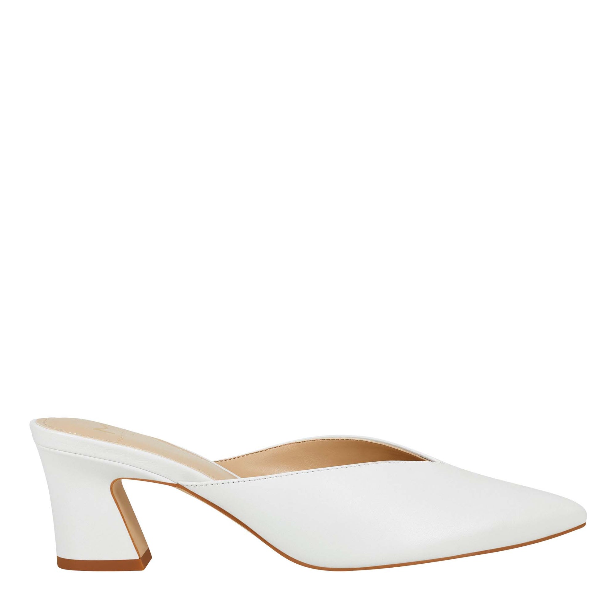 white mule block heel