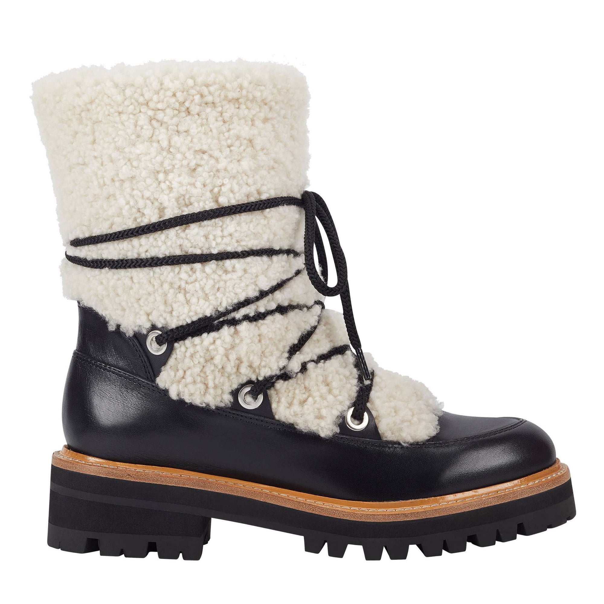 marc fisher shearling lace up boot