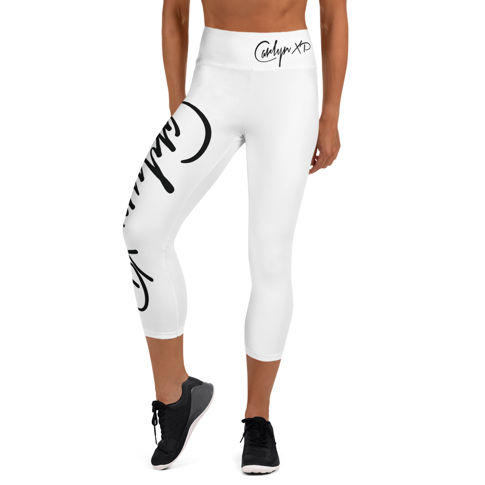 white yoga capri leggings
