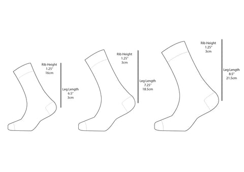 Children's sock sizes measurements