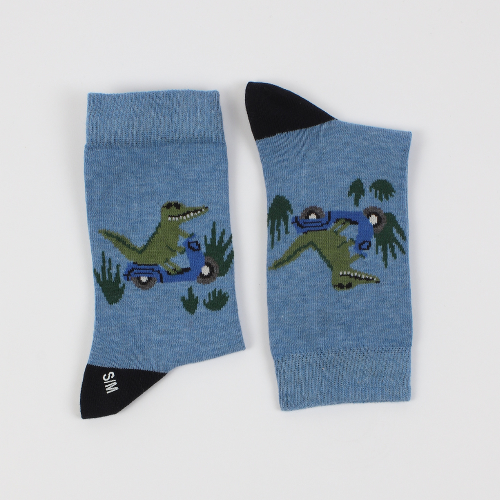 kids crocodile cotton socks in denim melange