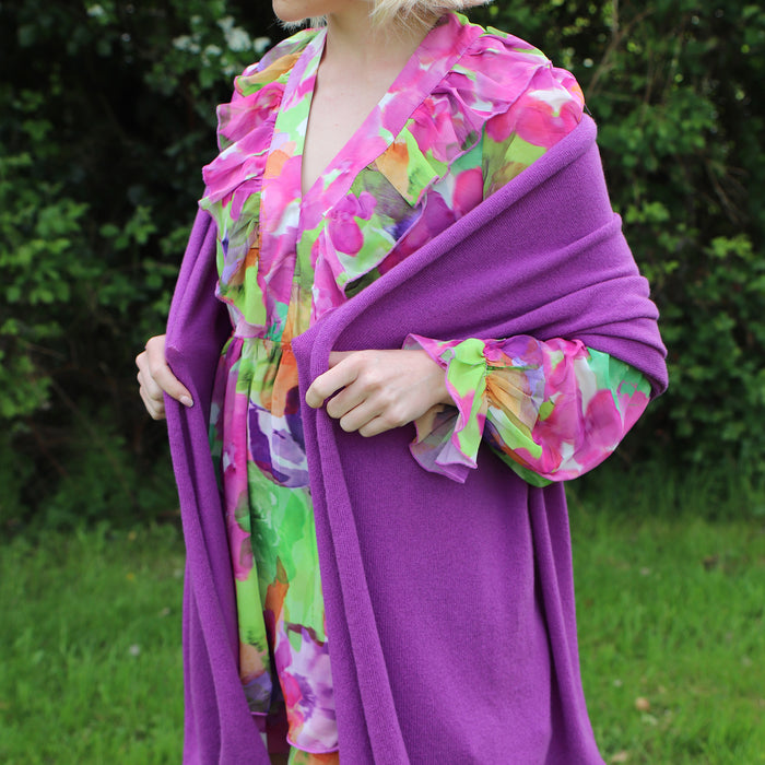 woman wearing a cashmere pashmina wrap