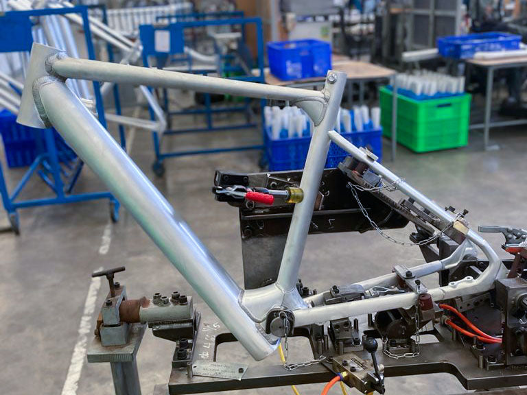 The prototype bike frame coming to life