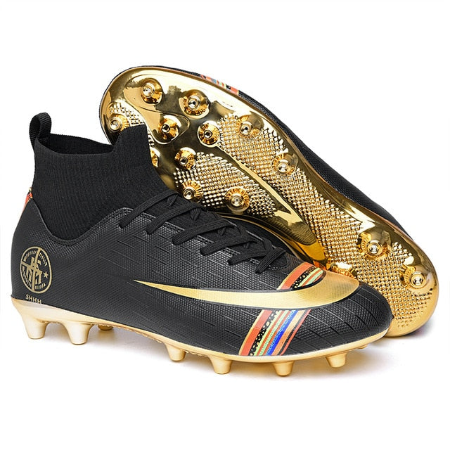 white football cleats with gold bottom