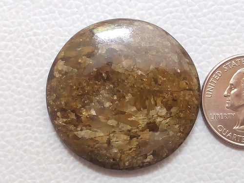 39x39x6 mm, Natural Gemstone Bronzite Round Shape